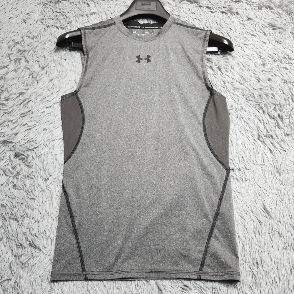 Under Armour Tank Top Mens Size Medium Gray HeatGear Compression Sleeveless Gym